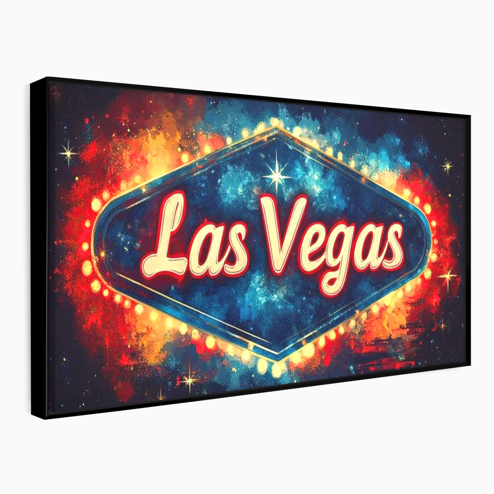 Tablou canvas cu tablou canvas cu semn neon las vegas, in rama de aluminiu negru